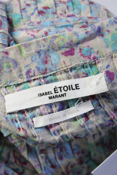 Etoile Isabel Marant Womens Cotton Floral Print Buttoned Dress Purple Size EUR38