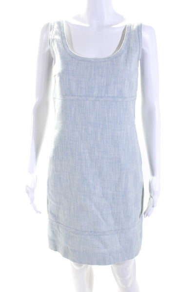 Akris Punto Womens Scoop Neck Knee Length Sleeveless Sheath Dress Blue Size 6