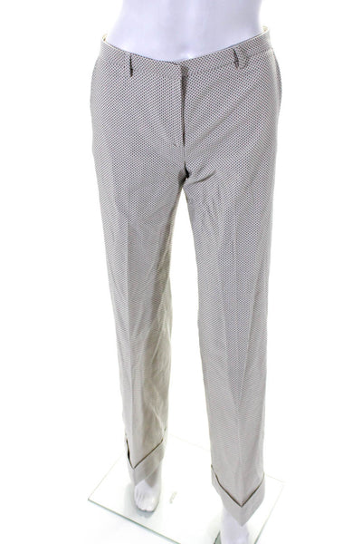 Kulson Womens Mid Rise Check Jacquard Cuffed Flare Pants White Black Size IT 36