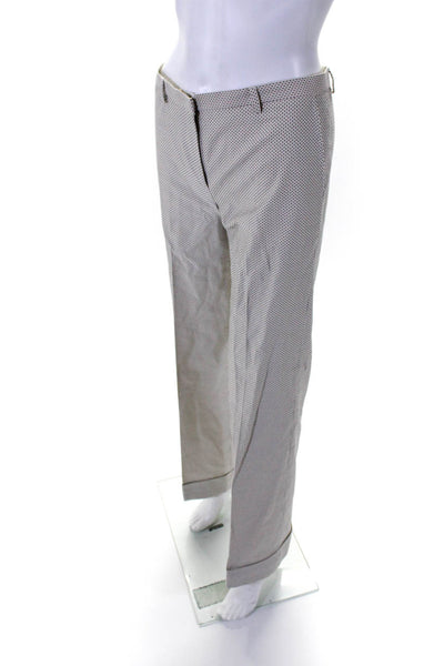 Kulson Womens Mid Rise Check Jacquard Cuffed Flare Pants White Black Size IT 36