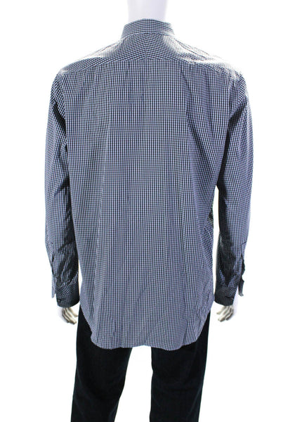 Paul Smith London Mens Plaid Slim Fit Dress Shirt Blue Cotton Size 42 16.5