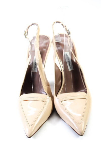 Tabitha Simmons Womens Tan Leather Pointed Toe Slingbacks Heels Shoes Size 8