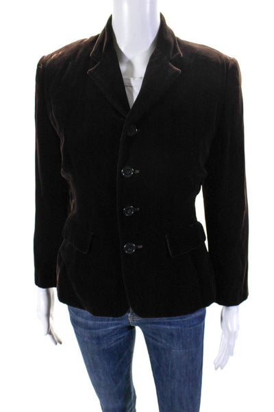 Ralph Ralph Lauren Womens Three Button Velvet Blazer Jacket Brown Size 4