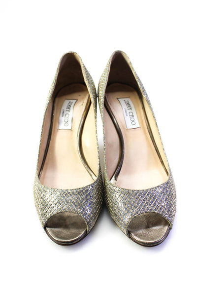 Jimmy Choo Womens Isabel Glitter Stiletto Slip On Pumps Silver Size 39 9