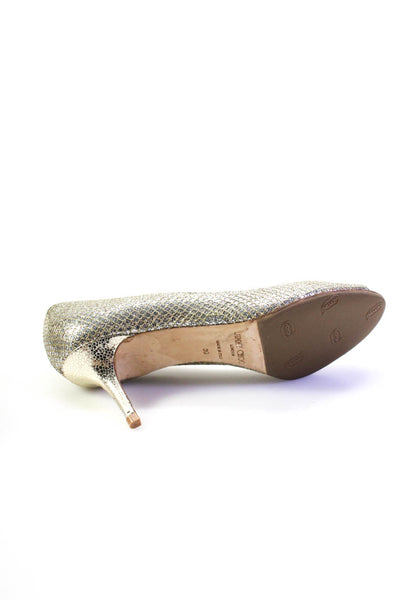 Jimmy Choo Womens Isabel Glitter Stiletto Slip On Pumps Silver Size 39 9