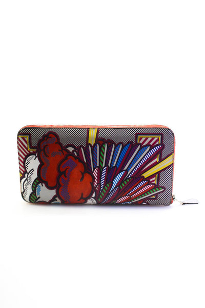 Hermes Womens Zip Around Pegasus Print Leather Continental Wallet Multicolor