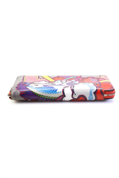 Hermes Womens Zip Around Pegasus Print Leather Continental Wallet Multicolor