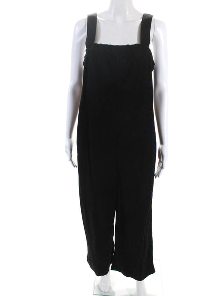 Club Monaco Womens Square Neck Sleeveless Wide Leg Crop Jumpsuit Black Medium