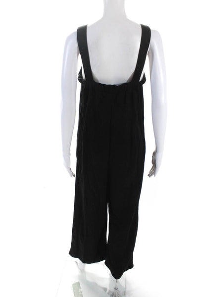 Club Monaco Womens Square Neck Sleeveless Wide Leg Crop Jumpsuit Black Medium