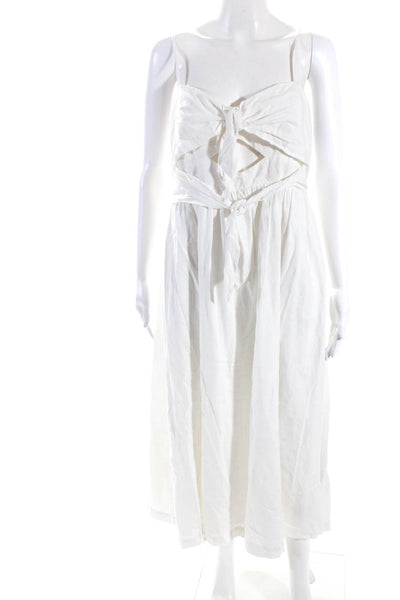 Madewell Womens Knotted Cutout Bodice Sleeveless Midi A Line Dress White Size 6