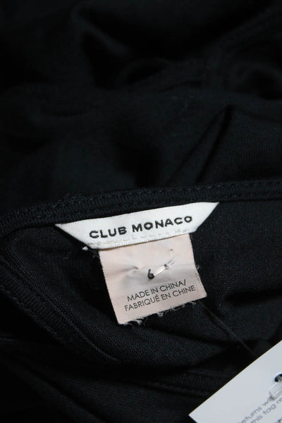 Club Monaco Womens Crew Neck Layered Jersey Midi Sheath Dress Black Size 6