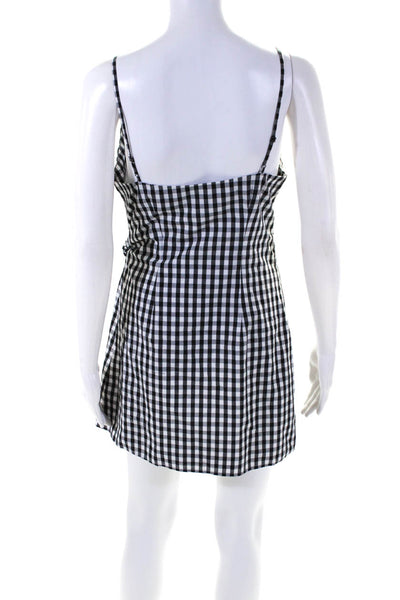 Lovers + Friends Womens Plaid Wrap Dress Black White Cotton Size Extra Small