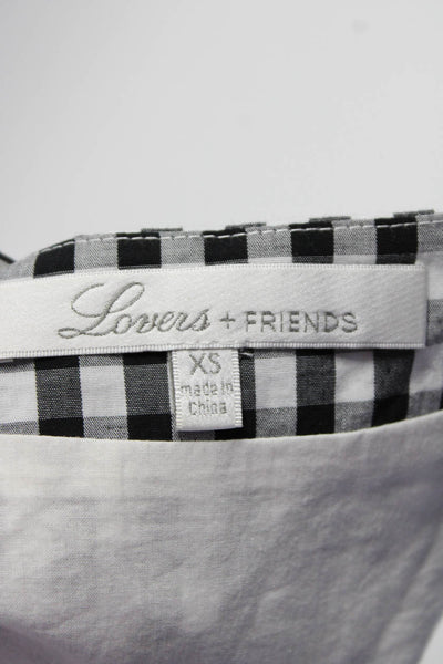 Lovers + Friends Womens Plaid Wrap Dress Black White Cotton Size Extra Small