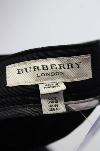 Burberry London Womens Black High Rise Pleated Straight Leg Pants Size 10