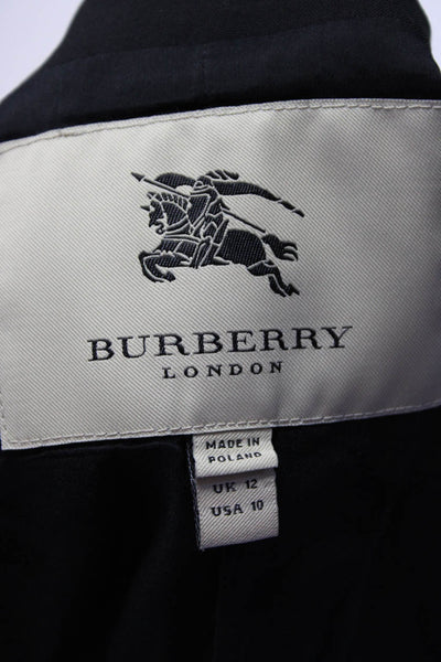 Burberry London Womens Button Down Short Sleeves Blazer Jacket Black Size 10