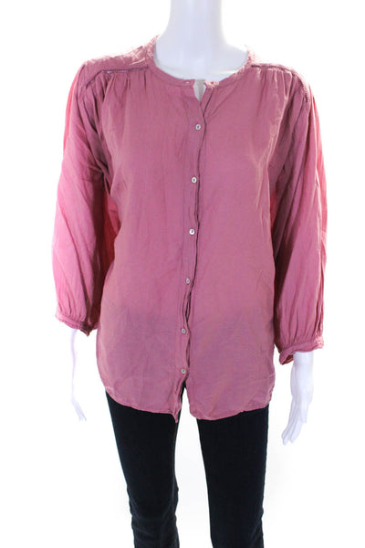 Ba&Sh Womens Cotton Long Sleeve Button Down Shirt Top Dark Pink Size L
