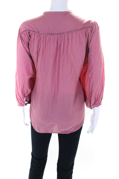 Ba&Sh Womens Cotton Long Sleeve Button Down Shirt Top Dark Pink Size L