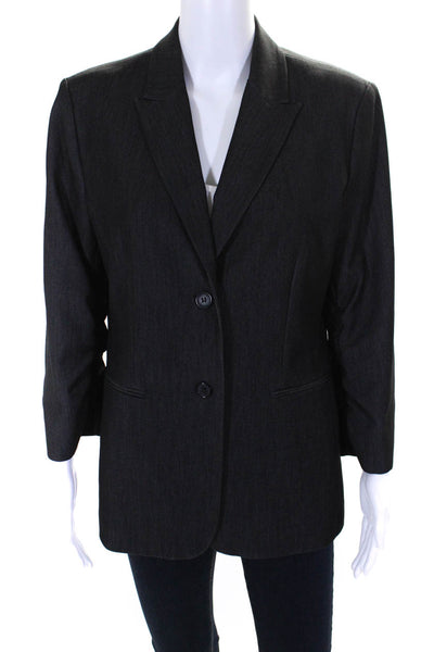 Calvin Klein Womens Peaked Lapel No Vent Two Button Blazer Jacket Black Size 10