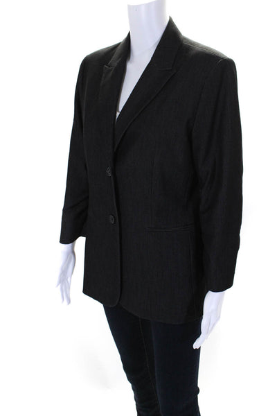 Calvin Klein Womens Peaked Lapel No Vent Two Button Blazer Jacket Black Size 10