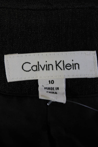 Calvin Klein Womens Peaked Lapel No Vent Two Button Blazer Jacket Black Size 10