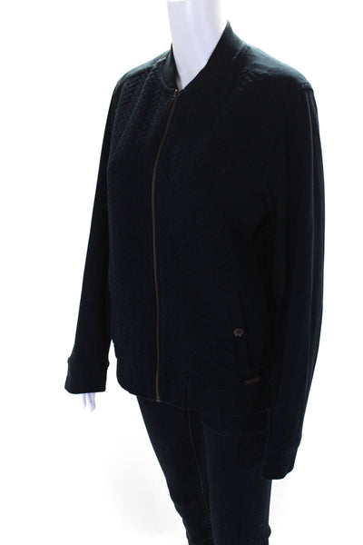 Ted Baker London Womens Cotton Quilted Long Sleeve Full Zip Jacket Blue Size 3