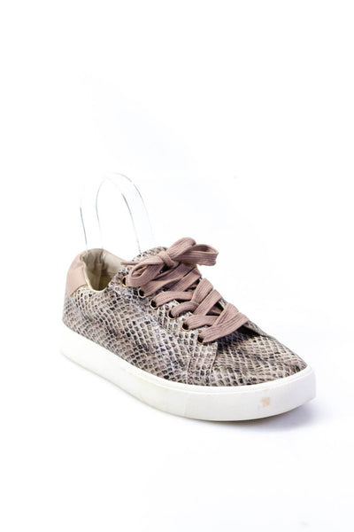 Sam Edelman Womens Vegan Snakeskin Embossed Low Top Sneakers Pink Size 7.5US