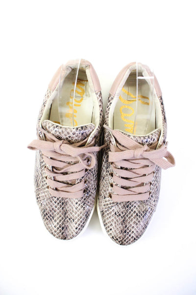 Sam Edelman Womens Vegan Snakeskin Embossed Low Top Sneakers Pink Size 7.5US