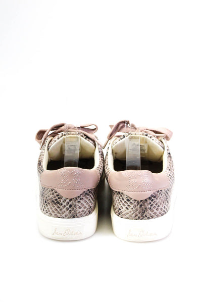 Sam Edelman Womens Vegan Snakeskin Embossed Low Top Sneakers Pink Size 7.5US