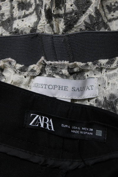 Zara Christophe Sauvat Womens Buttoned Abstract Dress Pants Black Size L Lot 2