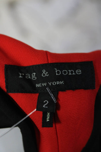 Rag & Bone Women's V-Neck Sleeveless A-Line Pockets Mini Dress Red Size 2
