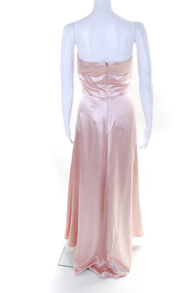 Pamela Dennis Womens Back Zip Strapless Crystal Silk Gown Blush Pink Size 8