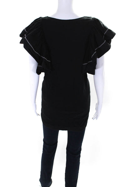 See by Chloe Wmens Short Wing Sleeves Tee Shirt Black Cotton Size Small