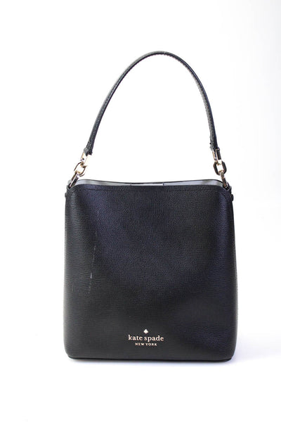 Kate Spade New York Womens Leather Gold Tone Crossbody Shoulder Handbag Black