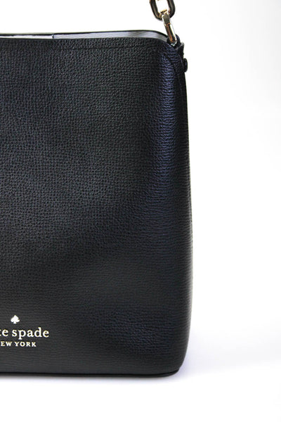 Kate Spade New York Womens Leather Gold Tone Crossbody Shoulder Handbag Black