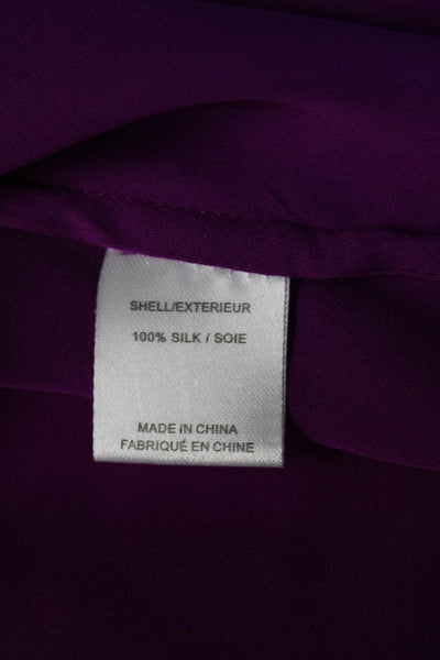 Haute Hippie Womens Purple Silk Crew Neck Open Back Sleeveless Blouse Top Size S