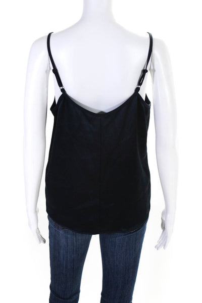 Drew Womens Satin V-Neck Tank Top Pullover Blouse Navy Blue Size M