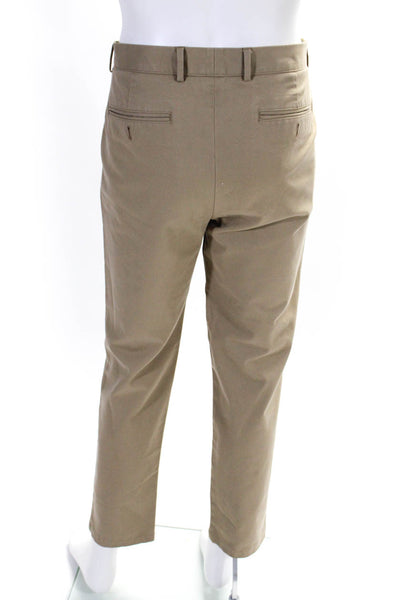 Charles Tyrwhitt Mens Pleated Slim Cut Trouser Pants Brown Cotton Size 36x30