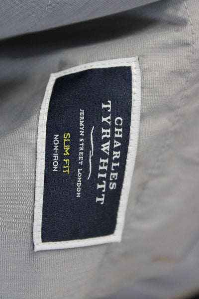 Charles Tyrwhitt Mens Pleated Slim Cut Trouser Pants Brown Cotton Size 36x30