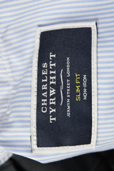 Charles Tyrwhitt Mens Pleated Straight Leg Trouser Pants Navy Blue Size 36x30