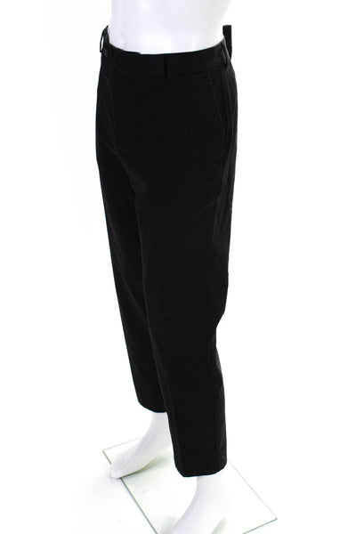 Charles Tyrwhitt Mens Zipper Fly Pleated Trouser Pants Black Cotton Size 36x30
