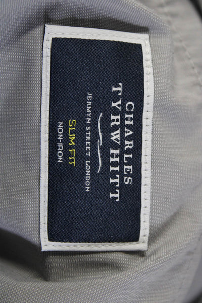 Charles Tyrwhitt Mens Zipper Fly Pleated Trouser Pants Black Cotton Size 36x30
