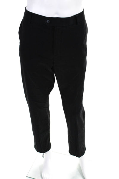 Charles Tyrwhitt Mens Pleated Straight Leg Trouser Pants Black Size 36x30