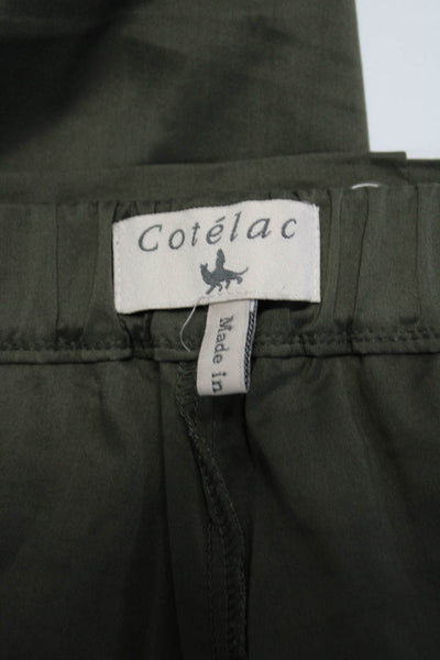 Cotelac Womens High Rise Slim Leg Casual Pants Green Cotton Blend Size 4