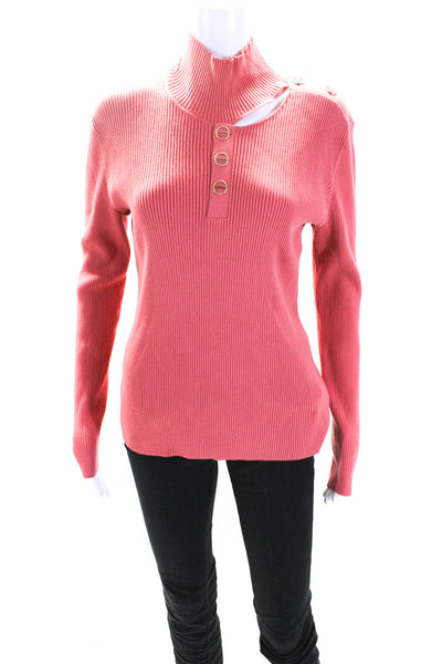 Dion Lee Womens Ribbed Long Sleeves Pullover Turtleneck Sweater Pink Size 8