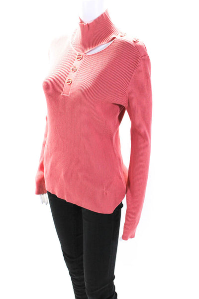 Dion Lee Womens Ribbed Long Sleeves Pullover Turtleneck Sweater Pink Size 8