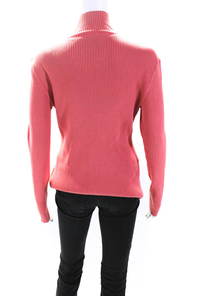 Dion Lee Womens Ribbed Long Sleeves Pullover Turtleneck Sweater Pink Size 8