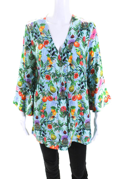 Matthew Williamson Womens Silk Fruit Print Blouse Multi Colored Size 12