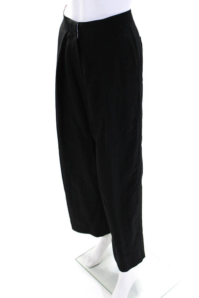 Donna Karan Womens Pleated Hook Closure High-Rise Wide Leg Pants Black Size 4