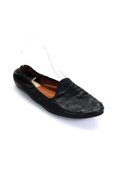 Lanvin Womens Leather Round Toe Slip-On Ruched Ballet Flats Black Size 9.5