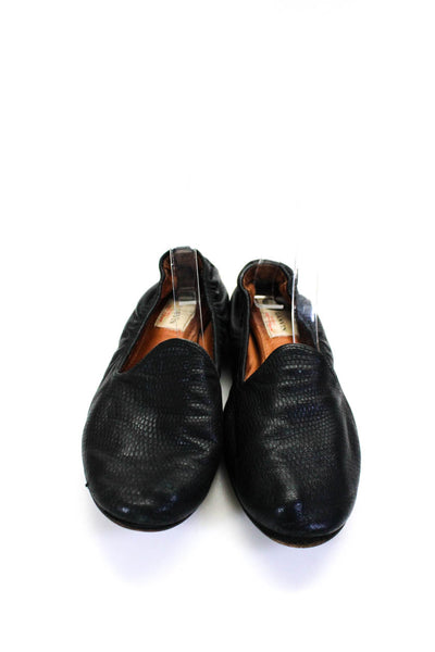 Lanvin Womens Leather Round Toe Slip-On Ruched Ballet Flats Black Size 9.5